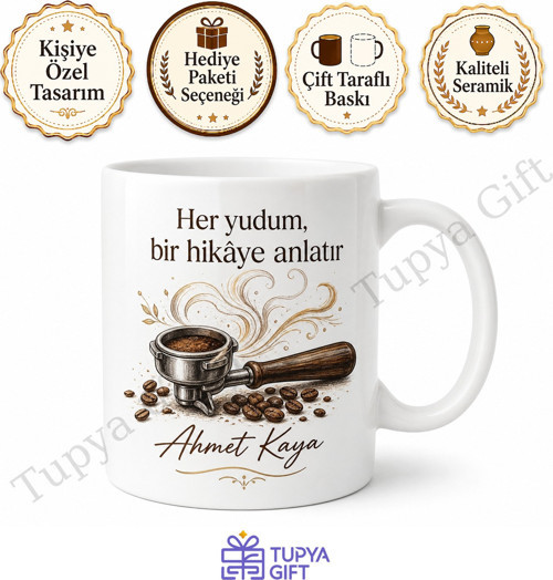 Barista Hediyesi Kişiye Özel Baskılı Kupa Bardak Kahve Sevenlere Hediye