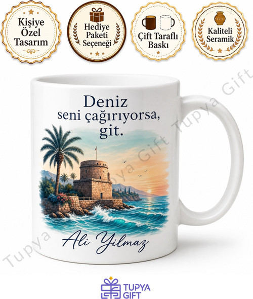 Antalya Temalı Kişiye Özel Baskılı Kupa Bardak Hediye
