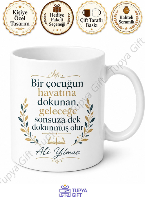 Dünyanın En İyi Öğretmeni Yazılı Kupa Bardak Baskılı Öğretmenler Günü Hediye