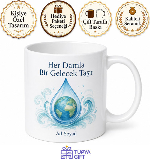 Dünya Su Günü Temalı Baskılı Kupa Bardak Su Kaynakları Koruma Hediye