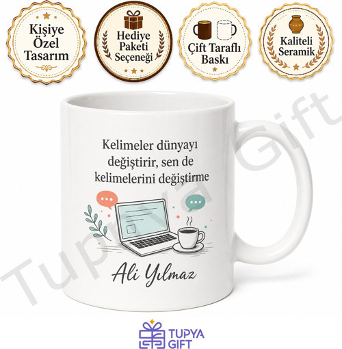 Blogger Hediyesi Baskılı Kupa Bardak Özel Tasarım İçerik Üretici Hediye