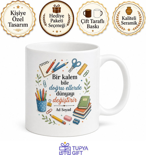Kırtasiyeci Temalı Özel Baskılı Kupa Bardak Hediye Porselen Mug