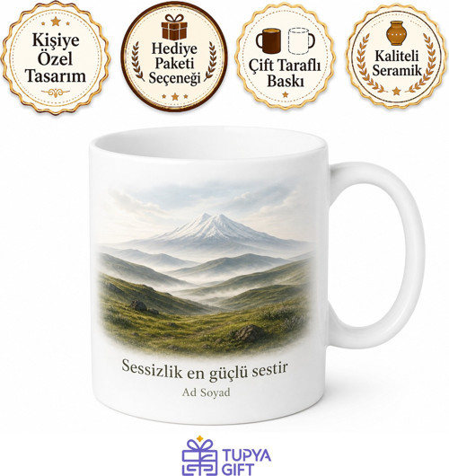 Ağrı Yayla Sessizliği Baskılı Kupa Bardak Doğa Temalı Özel Tasarım Hediye