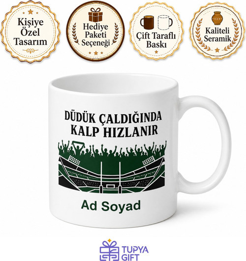 Maç Günü Temalı Baskılı Kupa Bardak Hediye Futbol Severler İçin Özel Tasarım