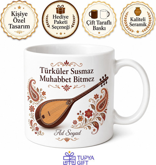 Kırşehir Türkü Muhabbeti Baskılı Kupa Bardak Hediye Porselen Mug