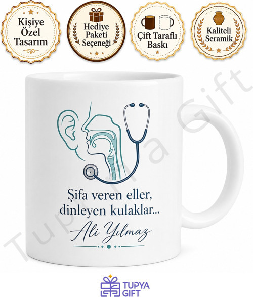 KBB Uzmanına Hediye Baskılı Kupa Bardak Kulak Burun Boğaz Doktoru Hediyesi