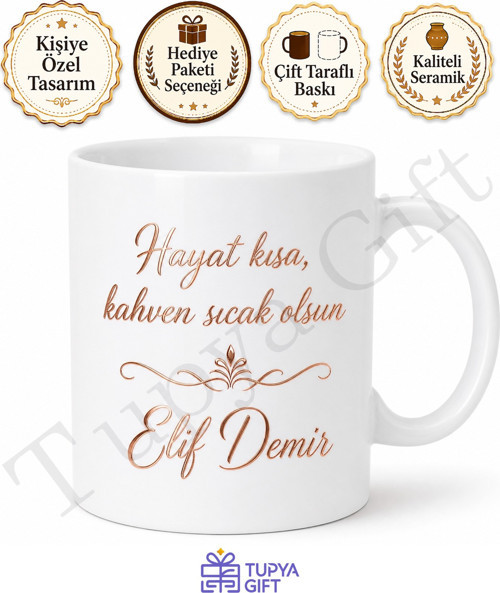 Rose Gold İsim Baskılı Kişiye Özel Kupa Bardak Hediye