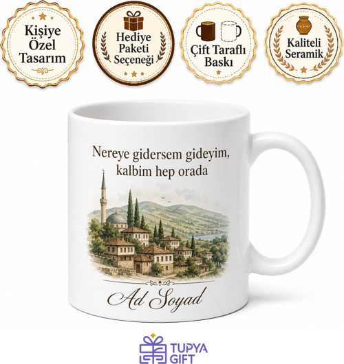 Kişiye Özel Aile Memleketi Temalı Baskılı Kupa Bardak Hediye
