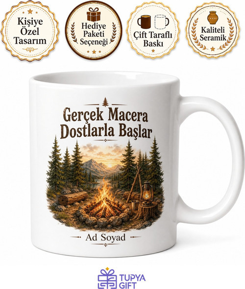 İsme Özel Kamp Arkadaşım Yazılı Baskılı Kupa Bardak Hediye