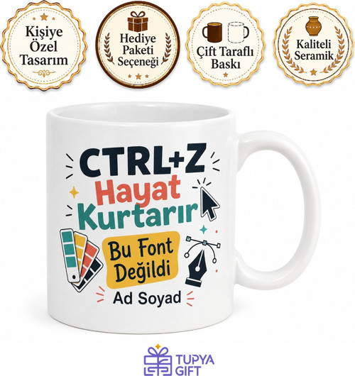 Grafiker Jargonu Yazılı Komik Kupa Bardak Tasarımcı Hediye Özel Baskılı