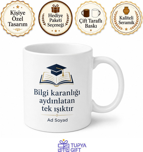 Akademisyen İçin Kişiye Özel İsimli Baskılı Kupa Bardak Ofis Hediyesi