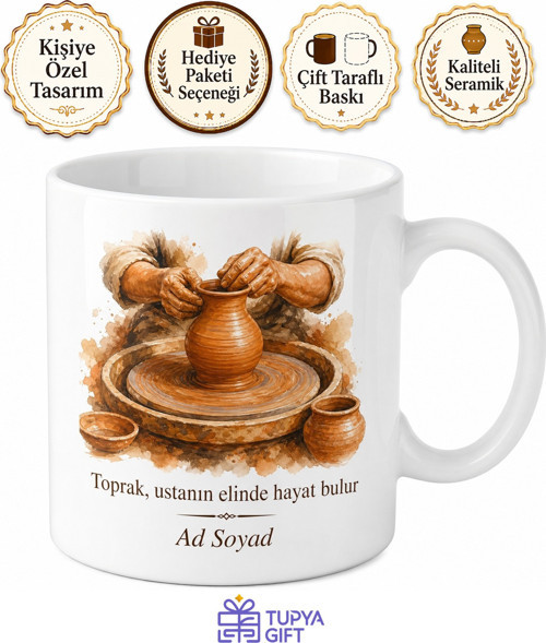 Nevşehir Kupası Hediye Bardak Avanos Çömlekçiliği Temalı Özel Tasarım Porselen Kupa