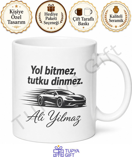 Araç Tutkunu İçin Kişiye Özel Baskılı Kupa Bardak Hediye