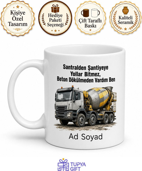 Beton Mikseri Şoförüne Transmikser Santralden Şantiyeye Hızlı Kupa Bardak Hediye