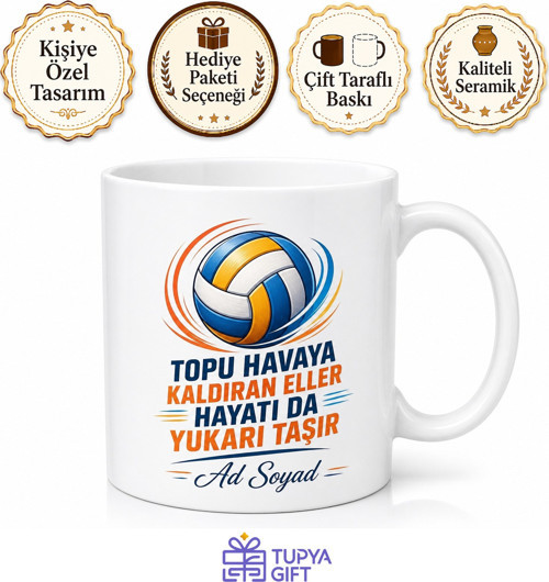 Voleybol Tutkunu Yazılı Kupa Bardak Hediye Özel Tasarım Porselen Mug