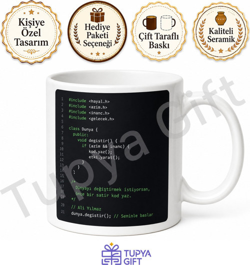 Kodlama Temalı Yazılımcı Kupa Bardak Baskılı Programcı Hediye Mug