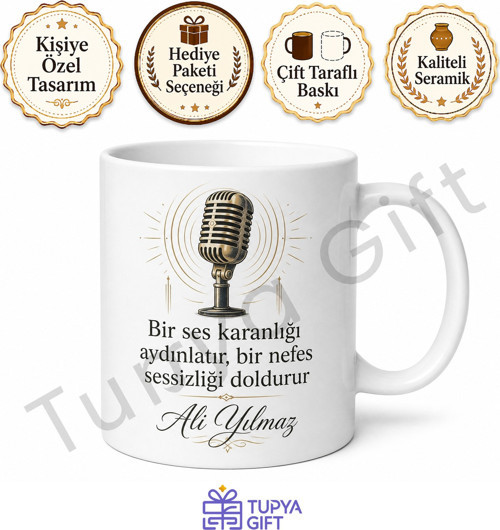 Radyocu Hediyesi Kişiye Özel Baskılı Kupa Bardak Radyo Spikeri Hediye