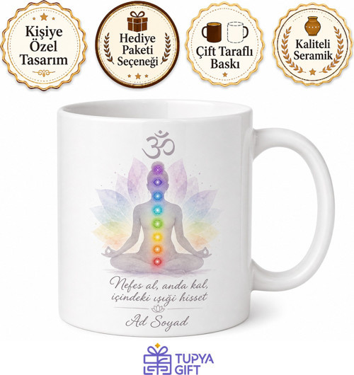 Yoga Meditasyon Çakra Om Sembolü Lotus Farkındalık Hediye Kupa Bardak