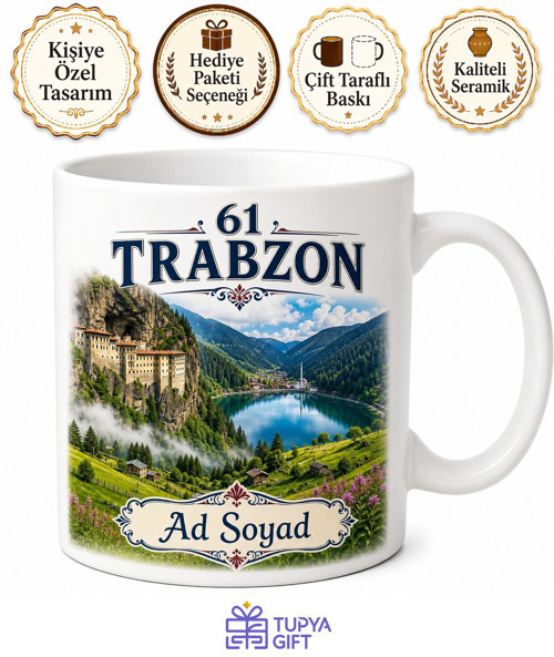 Trabzon Plakalı Sümela Manastırı Uzungöl Manzaralı Yayla Kupası Hediye Bardak