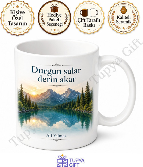 Göl Manzarası Temalı Baskılı Kupa Bardak Doğa Severlere Hediye