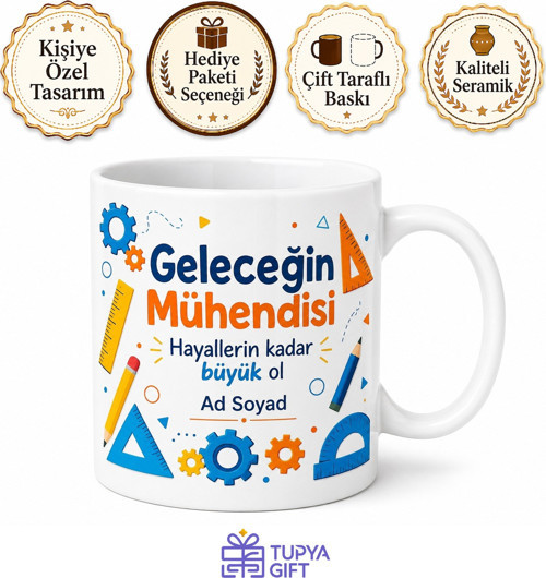 İsimli Çocuk Kupası Geleceğin Mühendisi Yazılı Kupa Bardak Hediye