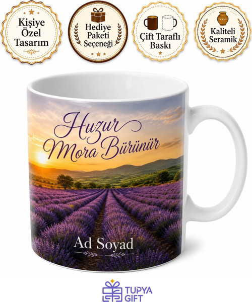 Isparta Lavanta Bahçesi Baskılı Kupa Bardak Hediye Porselen Mug