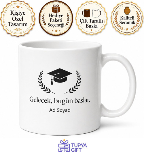 Mezuniyet Hediye Kupa Üniversiteliye Özel Tasarım Baskılı Bardak Mezun Hediyesi