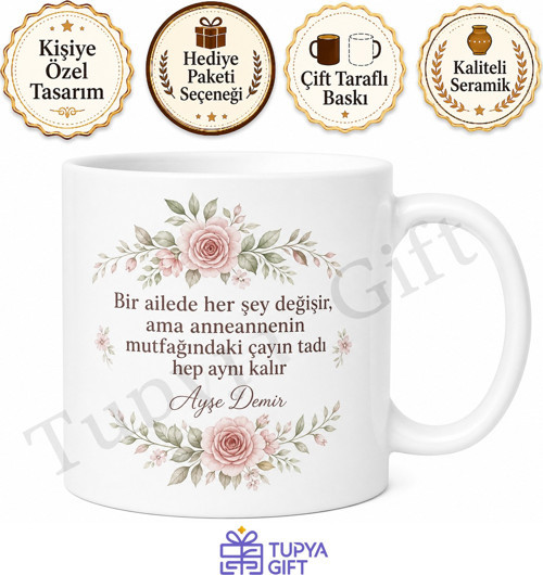 Anneanne İçin Mesajlı Hediyelik Baskılı Kupa Bardak Aile Hediyesi