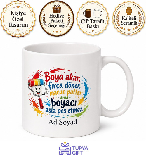 Boyacı Jargonu Yazılı Komik Kupa Bardak Hediye Boyacı Espri Baskılı
