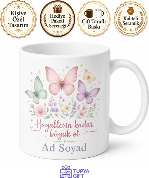 Kişiye Özel Kız Çocuğu İçin Renkli Baskılı Kupa Bardak Hediye