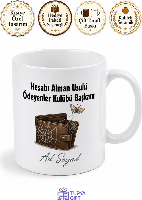 Cimri Arkadaşa Özel Hesabı Alman Usulü Ödeyenler Esprili Kupa Hediye Bardak