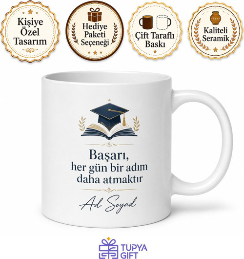 Üniversite Öğrencisi İçin Kişiye Özel İsimli Baskılı Kupa Bardak Motivasyon Hediyesi