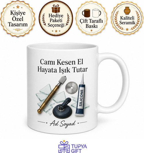 Camcı Kırık Cam Değişimi Elmas Kesici Silikon Çekme Şeffaf Kupa Hediye Bardak