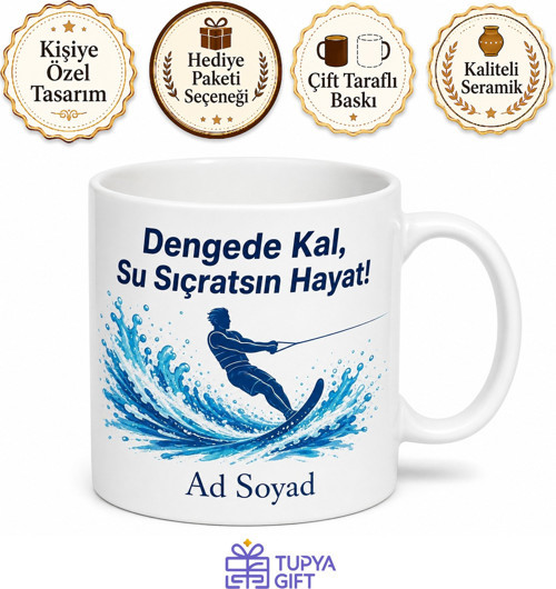 Su Kayağı Yapanlara Dengede Kal Su Sıçratan Heyecan Kupa Bardak Hediye