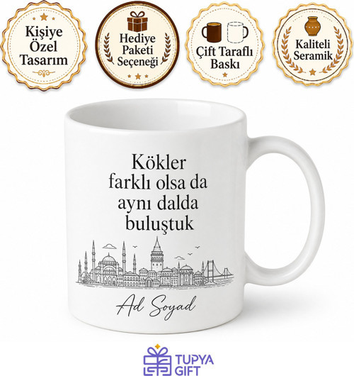 Kişiye Özel Memleket Temalı İş Arkadaşı Hediyesi Kupa Bardak