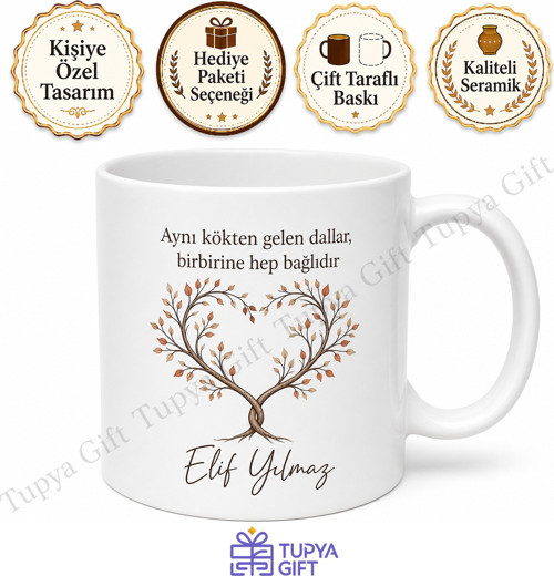 Kardeş İçin Kişiye Özel İsimli Baskılı Kupa Bardak Aile Hediyesi