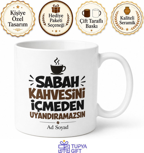Sabah Kahvesini İçmeden Uyandıramazsın Agresif Arkadaş Uyarı Seramik Kupa Hediye