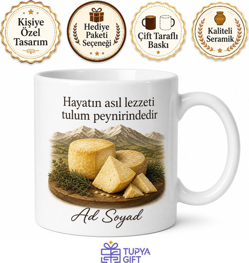 Erzincan Tulum Peyniri Temalı Baskılı Kupa Bardak Hediye Porselen Mug