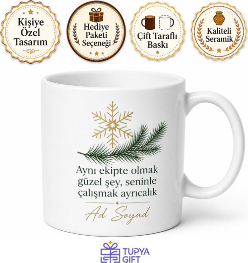 İş Arkadaşına Gizli Yılbaşı Çekilişi Hediyesi Şık Tasarım Kupa Bardak