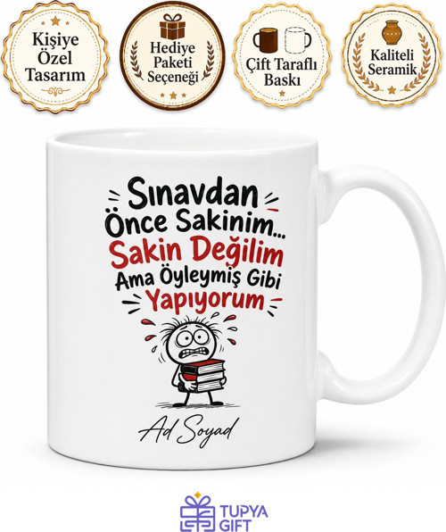 Sınav Stresi Yazılı Komik Baskılı Kupa Bardak Öğrenci Hediye Mug