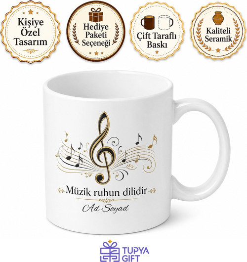 Müzik Öğrencisine Sol Anahtarı Notalar Senfoni Orkestrası Kupa Bardak Hediye