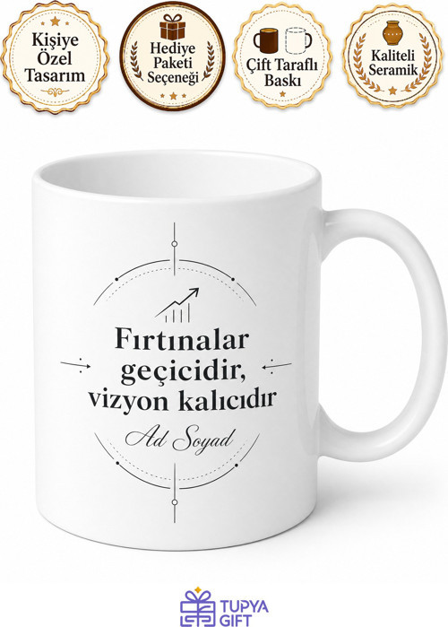 Girişimci İçin Kişiye Özel İsimli Baskılı Kupa Bardak Motivasyon Hediyesi