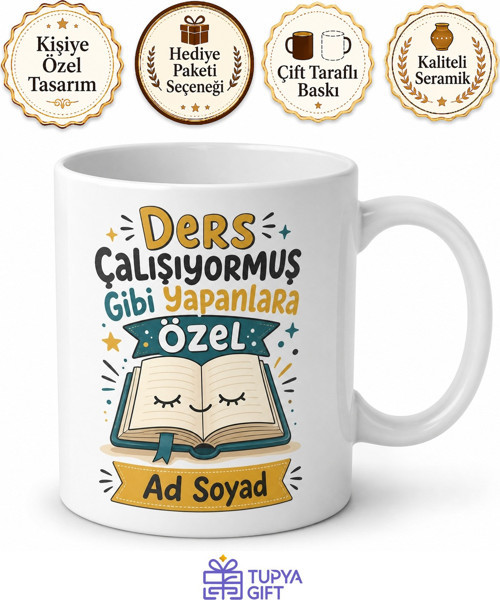 Ders Çalışıyormuş Gibi Yapanlara Kitaba Bakanlar Kupası Hediye Bardak
