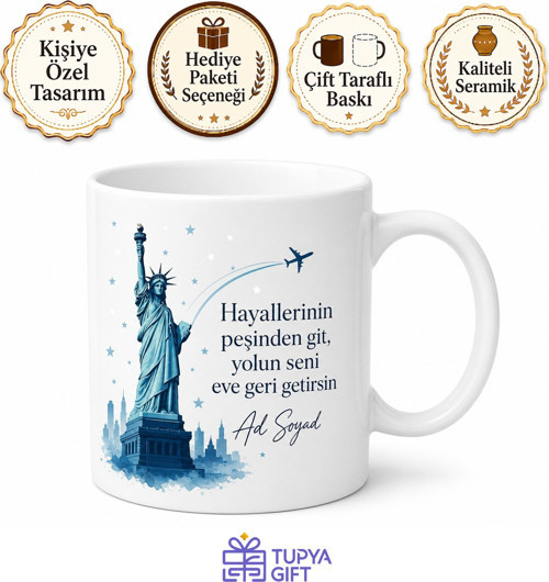 Work And Travel Gidenlere Amerikan Rüyası Hatıra Çay Kupası Hediye Bardak