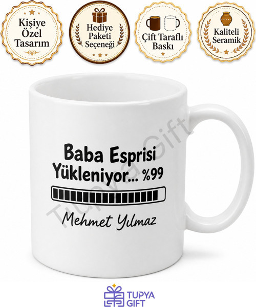 Baba Esprileri Yazılı Komik Tasarım Kupa Bardak Babalar Günü Hediye