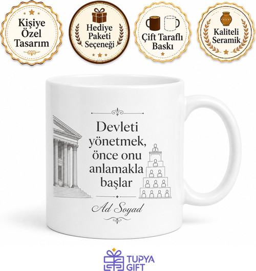 Kamu Yönetimi Öğrencisine Devlet Kademeleri Bürokrasi Çay Kupası Hediye
