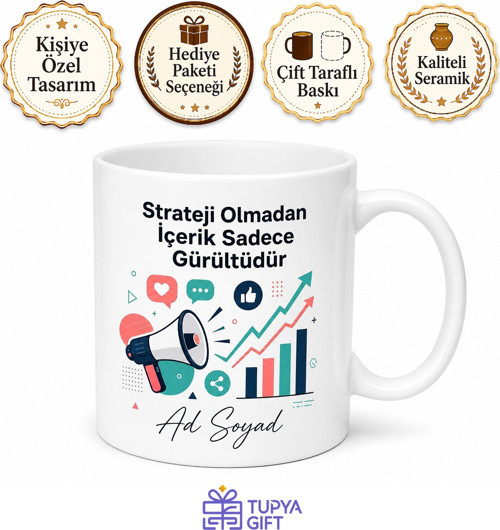 Dijital Pazarlama Marketing Dergisi Marka Stratejisi Temalı Kupa Bardak Hediye