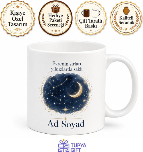 Astronomi Seven İçin Kişiye Özel Gökyüzü Temalı Baskılı Kupa Bardak Hediye