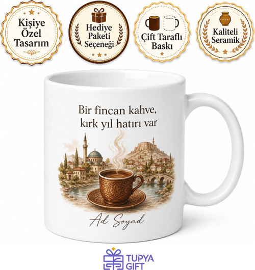 Eskişehir Kahve Molası Temalı Kupa Bardak Özel Tasarım Hediye