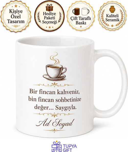 Kayınpedere Saygı Kupası Kahve Sohbet Hediye Porselen Kupa Bardak
